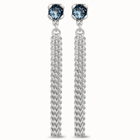 Drop Earrings with Blue Crystals